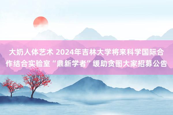 大奶人体艺术 2024年吉林大学将来科学国际合作结合实验室“鼎新学者”缓助贪图大家招募公告