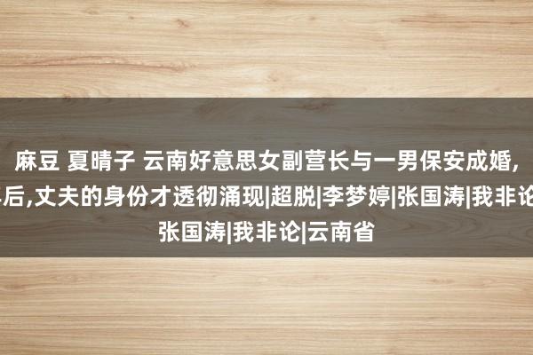 麻豆 夏晴子 云南好意思女副营长与一男保安成婚，同居3年后，丈夫的身份才透彻涌现|超脱|李梦婷|张国涛|我非论|云南省