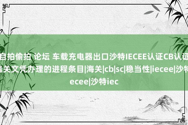 自拍偷拍 论坛 车载充电器出口沙特IECEE认证CB认证SC清关文凭办理的进程条目|海关|cb|sc|稳当性|iecee|沙特iec