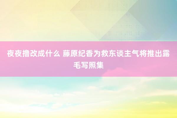 夜夜撸改成什么 藤原纪香为救东谈主气将推出露毛写照集