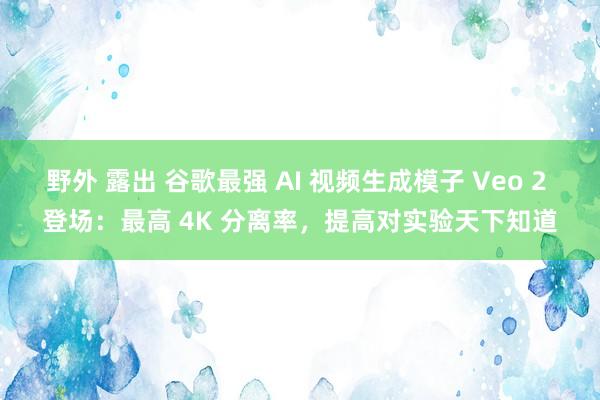 野外 露出 谷歌最强 AI 视频生成模子 Veo 2 登场：最高 4K 分离率，提高对实验天下知道